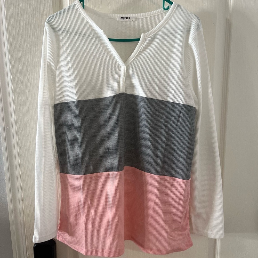 Zeagoo White Textured Knit Top